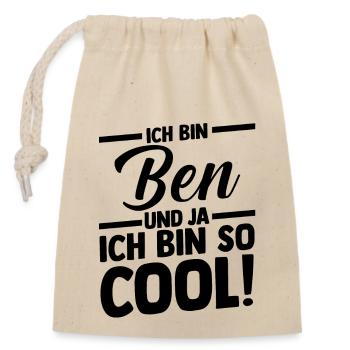 Vorname Ben - Verschließbarer Geschenkbeutel aus Baumwolle (14x20cm) - Natur - Vorne