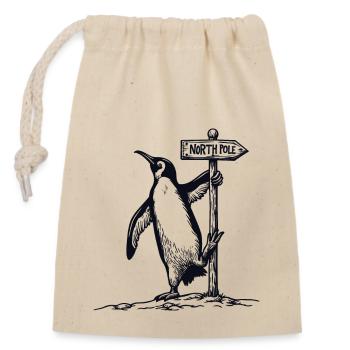 PENGUIN - Closable cotton gift bag (14x20cm) - nature - Front