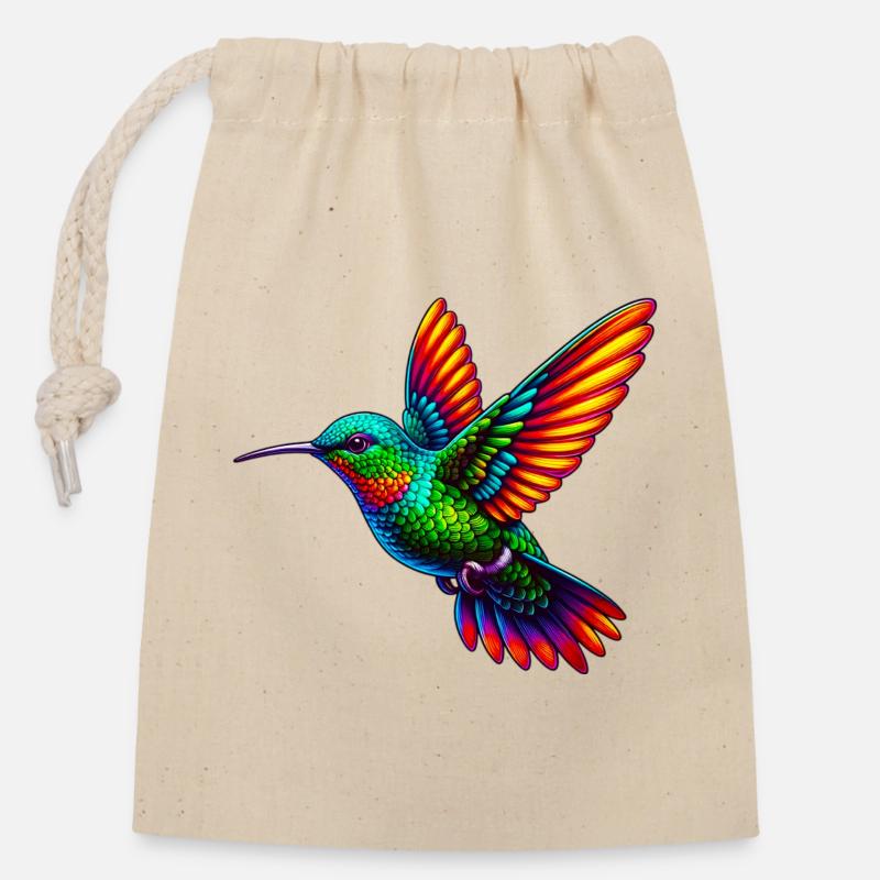 Kolibri - Verschließbarer Geschenkbeutel aus Baumwolle (14x20cm) - Natur
