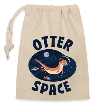 Otter Pun Space Science Astronaut - Verschließbarer Geschenkbeutel aus Baumwolle (14x20cm) - Natur - Vorne