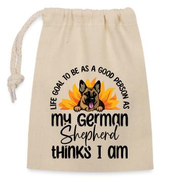 Life Goal To Be As Good Person As My German Shephe - Closable cotton gift bag (14x20cm) - nature - Front