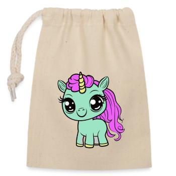 Bébé Licorne Licornes Enfant Enfants Enfant Enfant Cheval - Sac cadeau en coton avec cordon (14 x 20 cm) - nature - Devant
