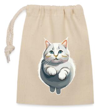 Le chat dans le saut - Sac cadeau en coton avec cordon (14 x 20 cm) - nature - Devant
