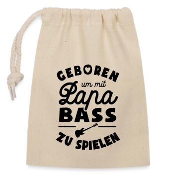 Geboren um mit Papa Bass zu spielen - Verschließbarer Geschenkbeutel aus Baumwolle (14x20cm) - Natur - Vorne