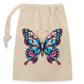 Papillon - Sac cadeau en coton avec cordon (14 x 20 cm) - nature - Devant