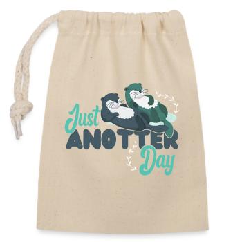 Otter Pun Just Anotter Day - Sac cadeau en coton avec cordon (14 x 20 cm) - nature - Devant