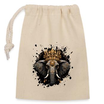 Elephant Crown Animal - Closable cotton gift bag (14x20cm) - nature - Front