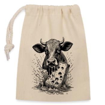 Party-Shirt: Kuh trifft zerfließende Raclette-Käse - Verschließbarer Geschenkbeutel aus Baumwolle (14x20cm) - Natur - Vorne
