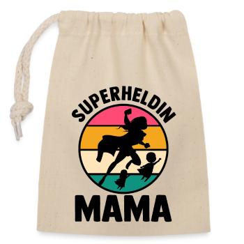 Maman Super-héroïne Maman - Sac cadeau en coton avec cordon (14 x 20 cm) - nature - Devant