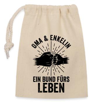 Großmutter Enkelin Oma - Verschließbarer Geschenkbeutel aus Baumwolle (14x20cm) - Natur - Vorne