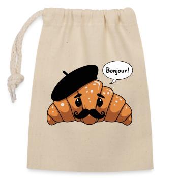 Croissant français - Sac cadeau en coton avec cordon (14 x 20 cm) - nature - Devant