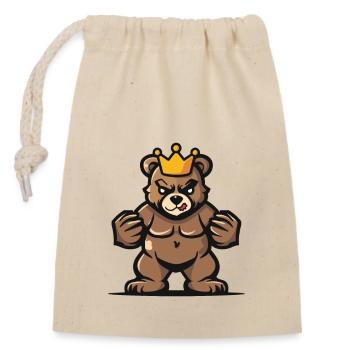 Ours Cartoon Couronne - Sac cadeau en coton avec cordon (14 x 20 cm) - nature - Devant