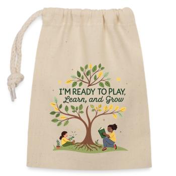 Apprendre et grandir par le jeu – conception de motifs pour enfants - Sac cadeau en coton avec cordon (14 x 20 cm) - nature - Devant