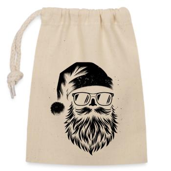 Barbu Père Noël Visage Lunettes de soleil Barbe Barbe - Sac cadeau en coton avec cordon (14 x 20 cm) - nature - Devant