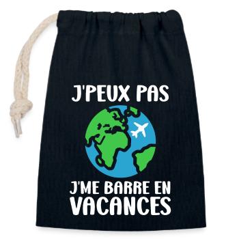 Travel Humor Vacation - Closable cotton gift bag (14x20cm) - navy - Front