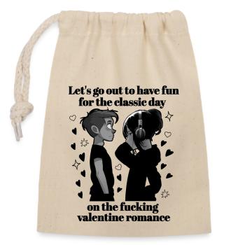 Fucking valentine romance funny - Closable cotton gift bag (14x20cm) - nature - Front