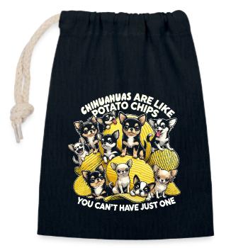 Chihuahuas sind wie Kartoffelchips - man kann - Verschließbarer Geschenkbeutel aus Baumwolle (14x20cm) - Navy - Vorne