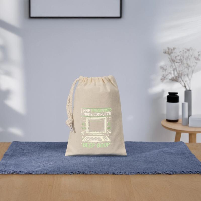 Ich bin Programmierer Ich mache Computer Piep Boop Verschließbarer Geschenkbeutel aus Baumwolle (14x20cm)