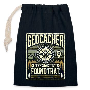 Geocacher Been There Found That - Verschließbarer Geschenkbeutel aus Baumwolle (14x20cm) - Navy - Vorne