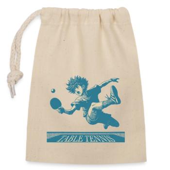Anime Retro Tischtennis Kunstwerk - Verschließbarer Geschenkbeutel aus Baumwolle (14x20cm) - Natur - Vorne