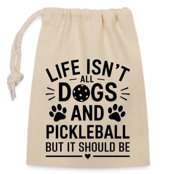 Pickleball Saying Dog Funny Pickleball Gift - Closable cotton gift bag (14x20cm) - nature - Front