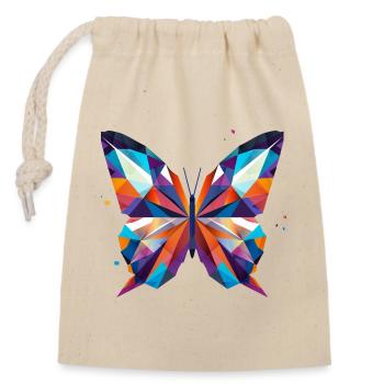 bunter Schmetterling in lebendigen Farben - Verschließbarer Geschenkbeutel aus Baumwolle (14x20cm) - Natur - Vorne