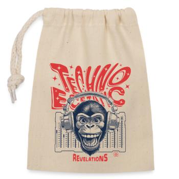 Urban Streetwear Shirt: Monkey in Techno Fever - Closable cotton gift bag (14x20cm) - nature - Front