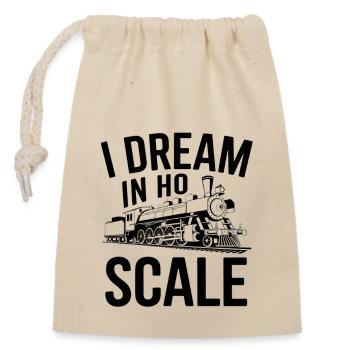 Model Railway Miniature Train Steam Locomotive - Closable cotton gift bag (14x20cm) - nature - Front