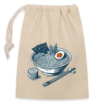 Ukiyo-E Ramen Nouilles Rétro Anime Japon Streetwear - Sac cadeau en coton avec cordon (14 x 20 cm) - nature - Devant