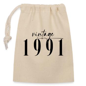 Vintage 1991 Birthday Minimalist Elegant - Closable cotton gift bag (14x20cm) - nature - Front