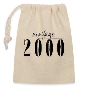 Vintage 2000 Geburtstag Minimalistisch Elegant - Verschließbarer Geschenkbeutel aus Baumwolle (14x20cm) - Natur - Vorne