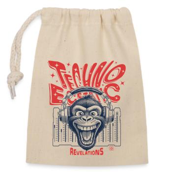 Rhythm Shirt: When monkey and techno merge - Closable cotton gift bag (14x20cm) - nature - Front