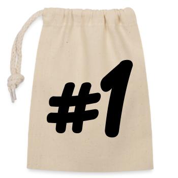 Number 1 # - Closable cotton gift bag (14x20cm) - nature - Front