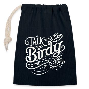 Sprich mit mir, Birdy - Verschließbarer Geschenkbeutel aus Baumwolle (14x20cm) - Navy - Vorne