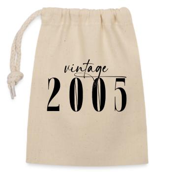 Vintage 2005 Birthday Minimalist Elegant - Closable cotton gift bag (14x20cm) - nature - Front