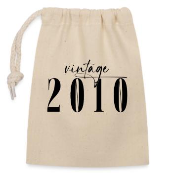 Vintage 2010 Birthday Minimalist Elegant - Closable cotton gift bag (14x20cm) - nature - Front