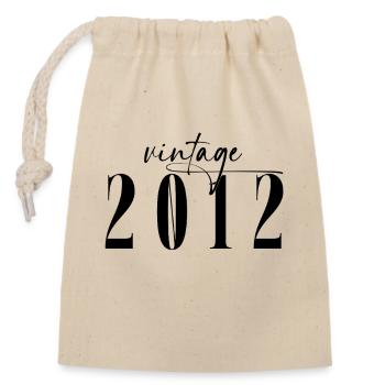 Vintage 2012 Birthday Minimalist Elegant - Closable cotton gift bag (14x20cm) - nature - Front