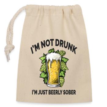 Lusitges Beer I'm Not Drunk Just Beerly Sober - Closable cotton gift bag (14x20cm) - nature - Front