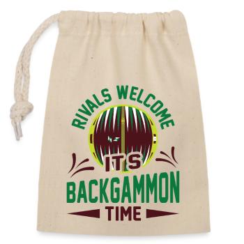 Backgammon Spiel - Verschließbarer Geschenkbeutel aus Baumwolle (14x20cm) - Natur - Vorne
