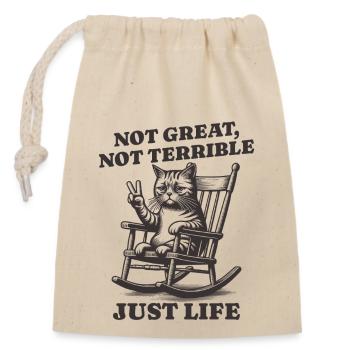 Lustiger Waschbär Spruch – Just Life - Verschließbarer Geschenkbeutel aus Baumwolle (14x20cm) - Natur - Vorne