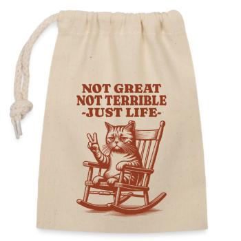 Lustiger Waschbär Spruch – Just Life - Verschließbarer Geschenkbeutel aus Baumwolle (14x20cm) - Natur - Vorne