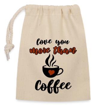Lustiges Kaffee & Liebe Design - Verschließbarer Geschenkbeutel aus Baumwolle (14x20cm) - Natur - Vorne