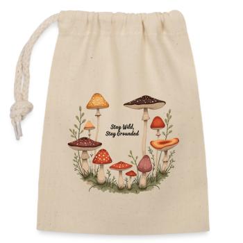 Pilz Pilze Retro Wald Motiv für Naturliebhaber - Verschließbarer Geschenkbeutel aus Baumwolle (14x20cm) - Natur - Vorne