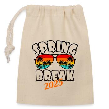 Spring Break 2025 Retro Sunset & Beach - Closable cotton gift bag (14x20cm) - nature - Front