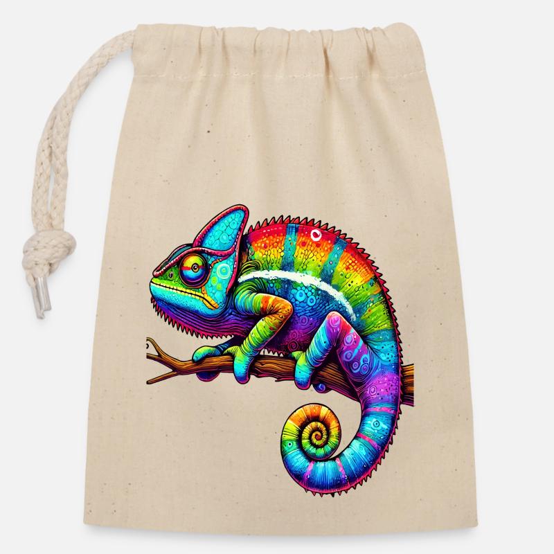 Chameleon - Closable cotton gift bag (14x20cm) - nature