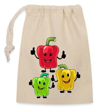 Paprika Gemüse Vegetarisch - Verschließbarer Geschenkbeutel aus Baumwolle (14x20cm) - Natur - Vorne
