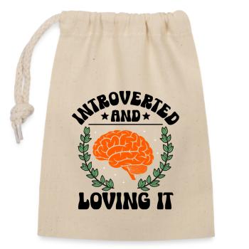 Introverti et aimant les dictons pour les introvertis - Sac cadeau en coton avec cordon (14 x 20 cm) - nature - Devant