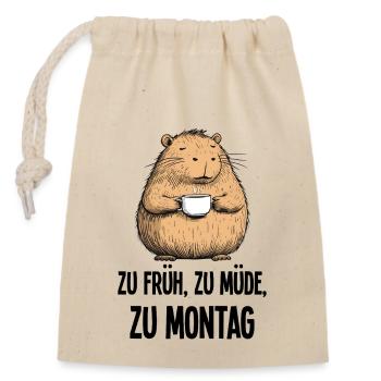 Capybara Morning Grouch Cadeau d’amoureux du café - Sac cadeau en coton avec cordon (14 x 20 cm) - nature - Devant