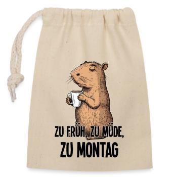 Too Early To Monday Capybara Morning Grouch Gift - Closable cotton gift bag (14x20cm) - nature - Front