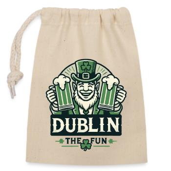 Dublin Spaß St. Patricks Tag Feier - Verschließbarer Geschenkbeutel aus Baumwolle (14x20cm) - Natur - Vorne